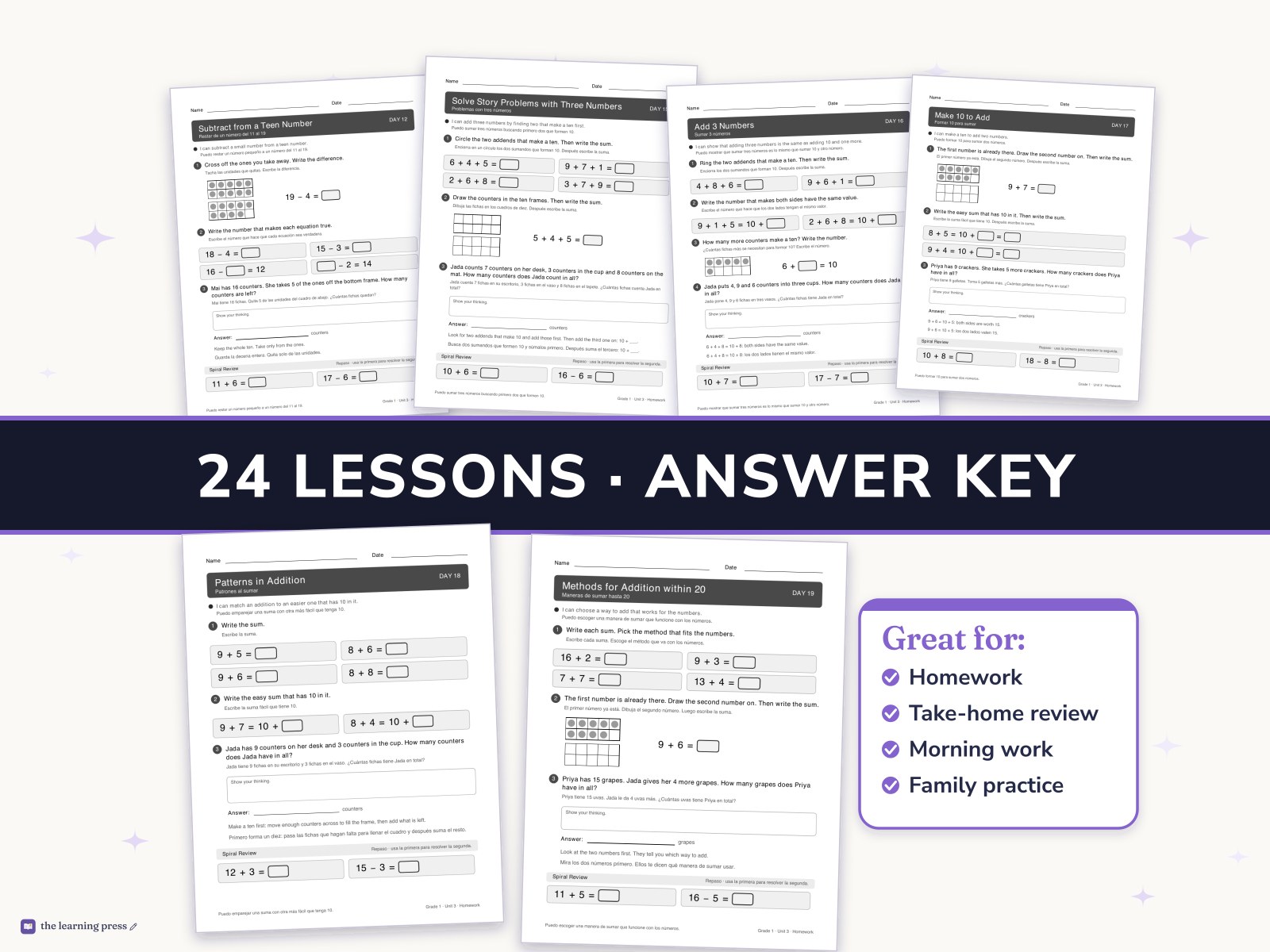 Preview page 3 of Illustrative Math (IM®) Aligned 1st Grade Unit 3 Homework: Adding and Subtracting Within 20