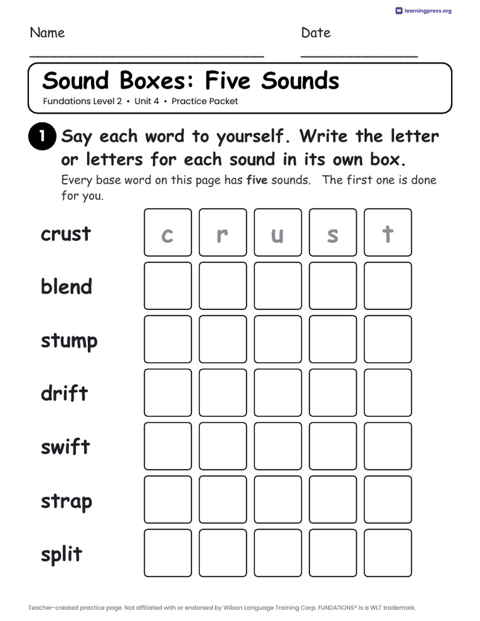 Preview page 3 of Fundations Level 2 Unit 4 Practice Packet
