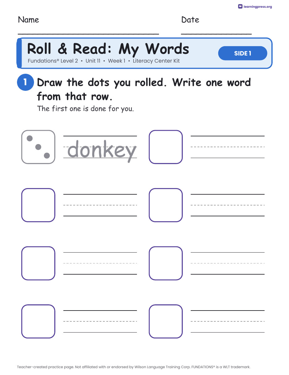 Preview page 1 of Fundations Level 2 Unit 11 Literacy Center Kits Bundle (2 Weeks)