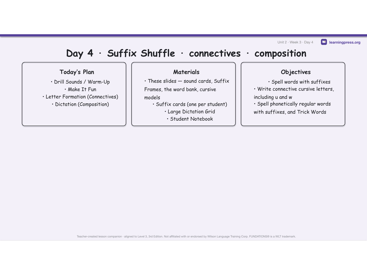 Preview page 2 of Fundations Level 3 Unit 2 Lesson Slides – 3rd Edition Aligned
