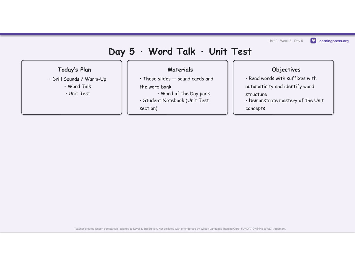 Preview page 3 of Fundations Level 3 Unit 2 Lesson Slides – 3rd Edition Aligned