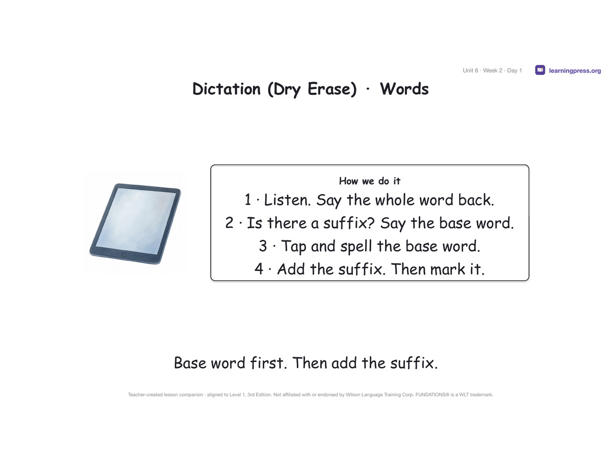 Preview page 2 of Fundations Level 1 Unit 6 Lesson Slides – 3rd Edition Aligned