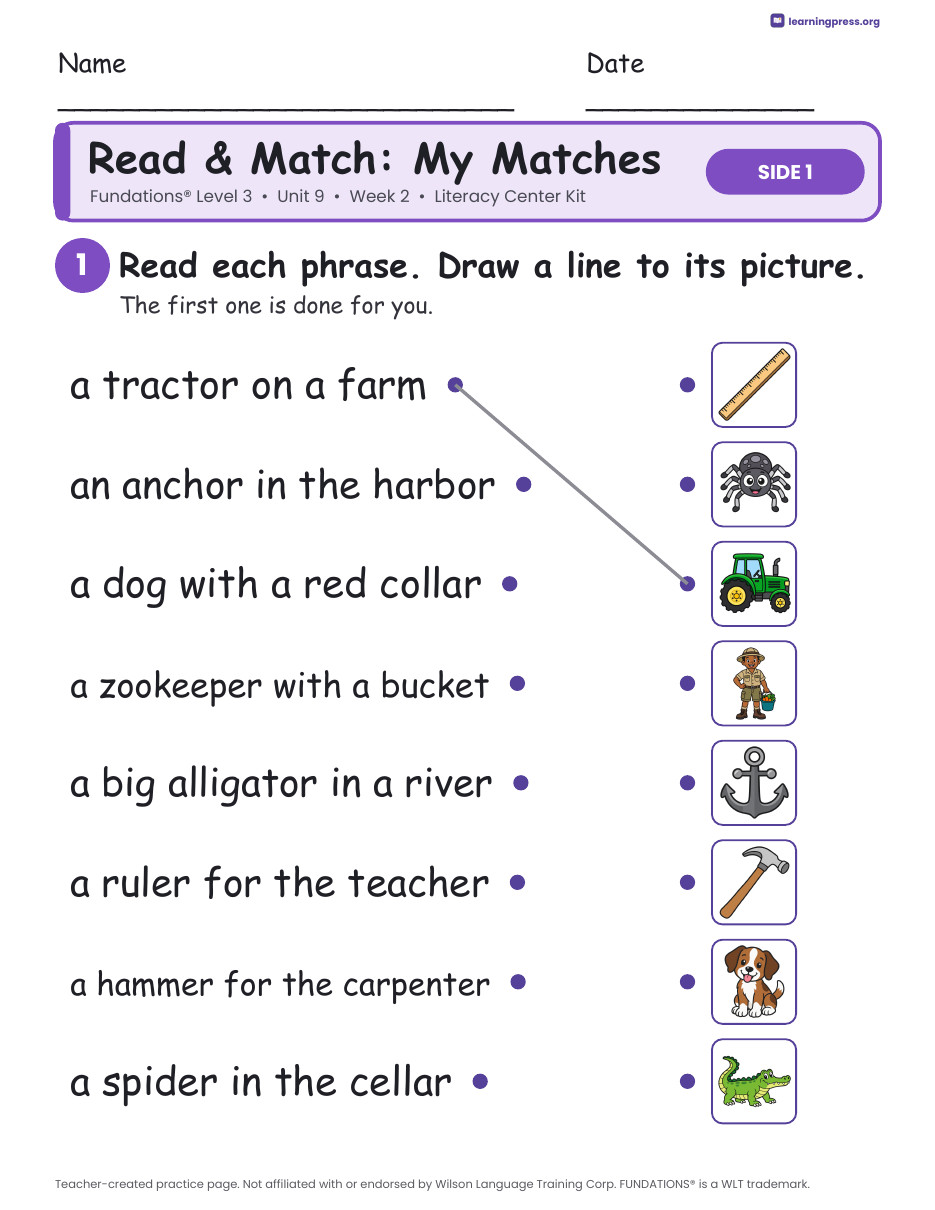 Preview page 3 of Fundations Level 3 Unit 9 Week 2 Literacy Center Kit