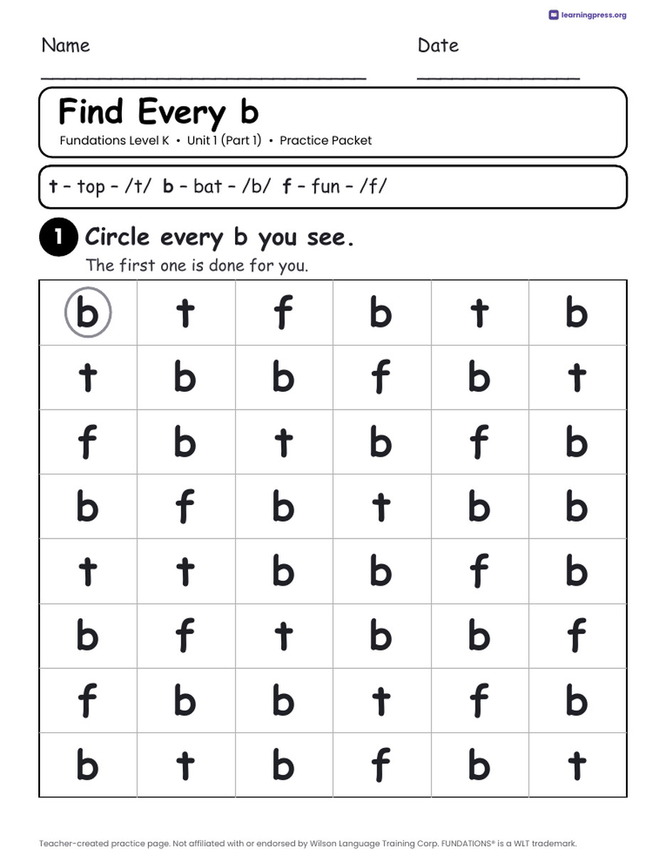 Preview page 3 of Free Fundations Level K Unit 1 Practice Packet Sample