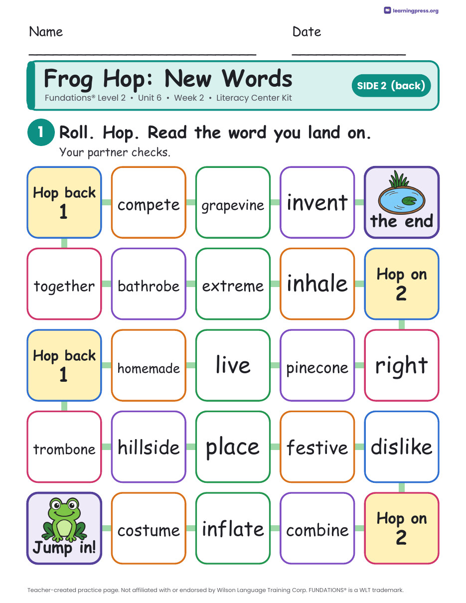 Preview page 4 of Fundations Level 2 Unit 6 Literacy Center Kits Bundle (2 Weeks)
