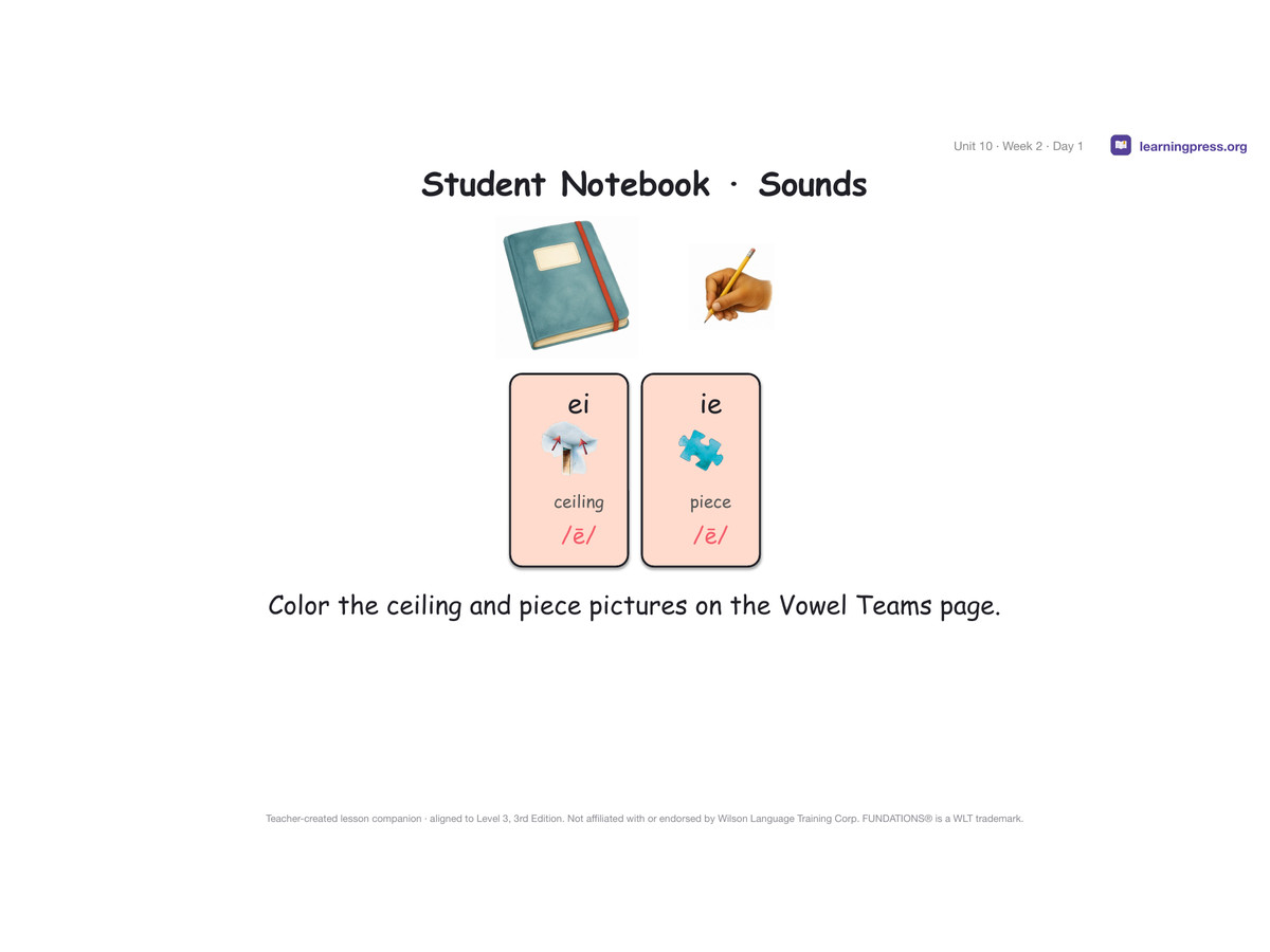 Preview page 2 of Fundations Level 3 Unit 10 Lesson Slides – 3rd Edition Aligned