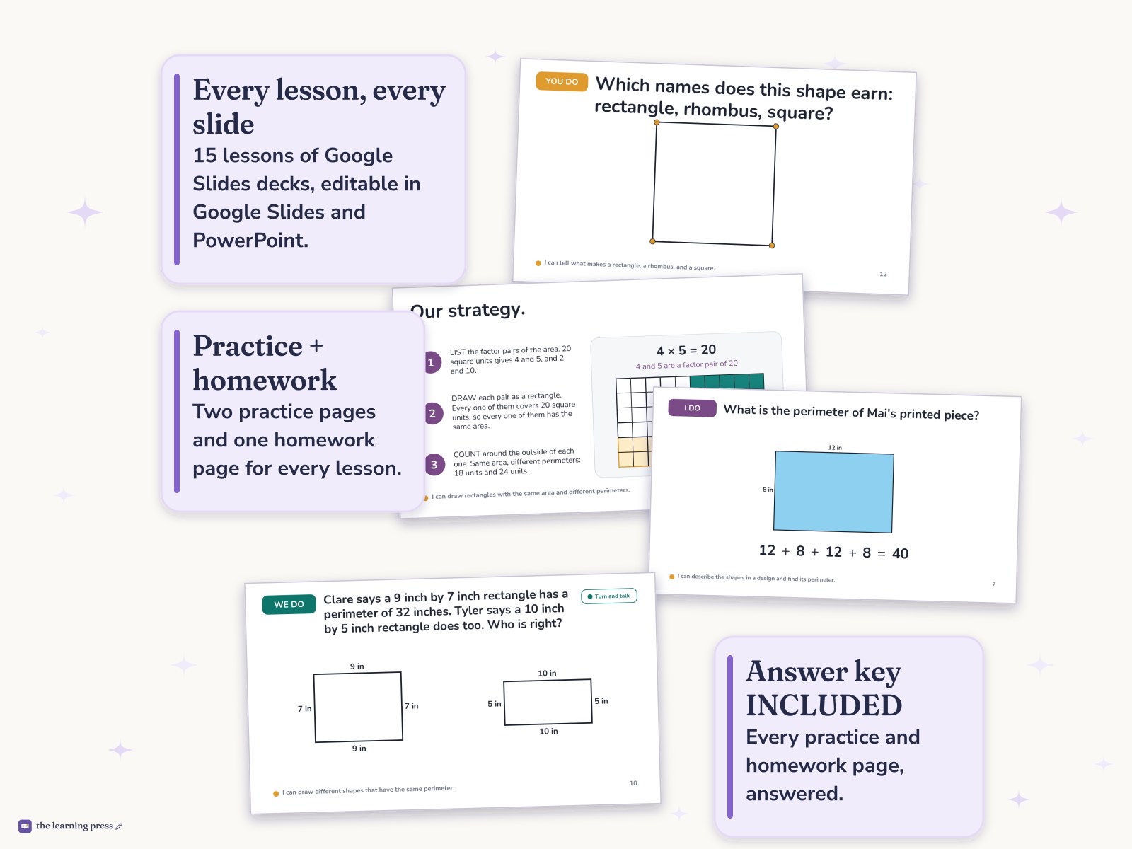 Preview page 4 of Illustrative Math (IM®) Aligned 3rd Grade Unit 7 Bundle: Two-dimensional Shapes and Perimeter