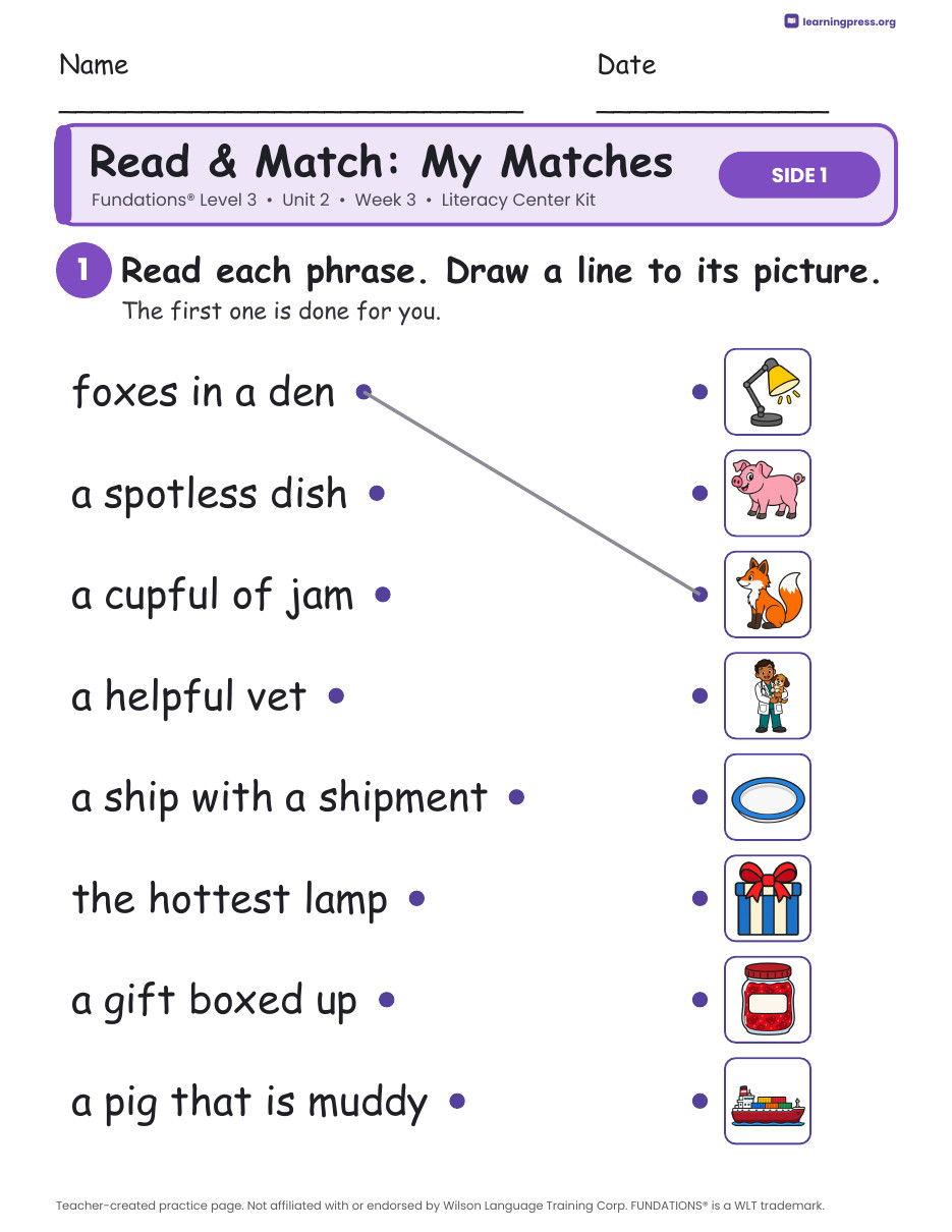 Preview page 3 of Fundations Level 3 Unit 2 Literacy Center Kits Bundle (3 Weeks)