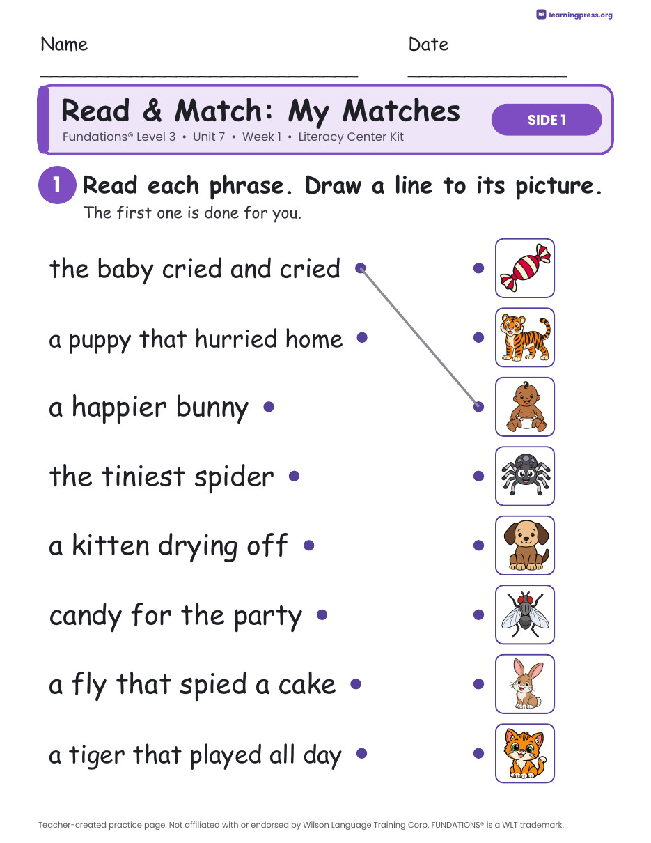 Preview page 3 of Fundations Level 3 Unit 7 Literacy Center Kits Bundle (2 Weeks)
