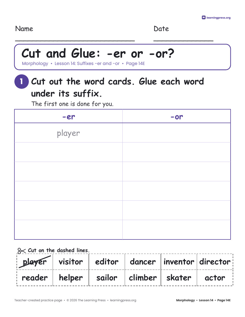 Preview page 4 of Grade 3 Morphology Unit 3: -ful, -less, -ness, -able, -er, -or · Slides + Pages