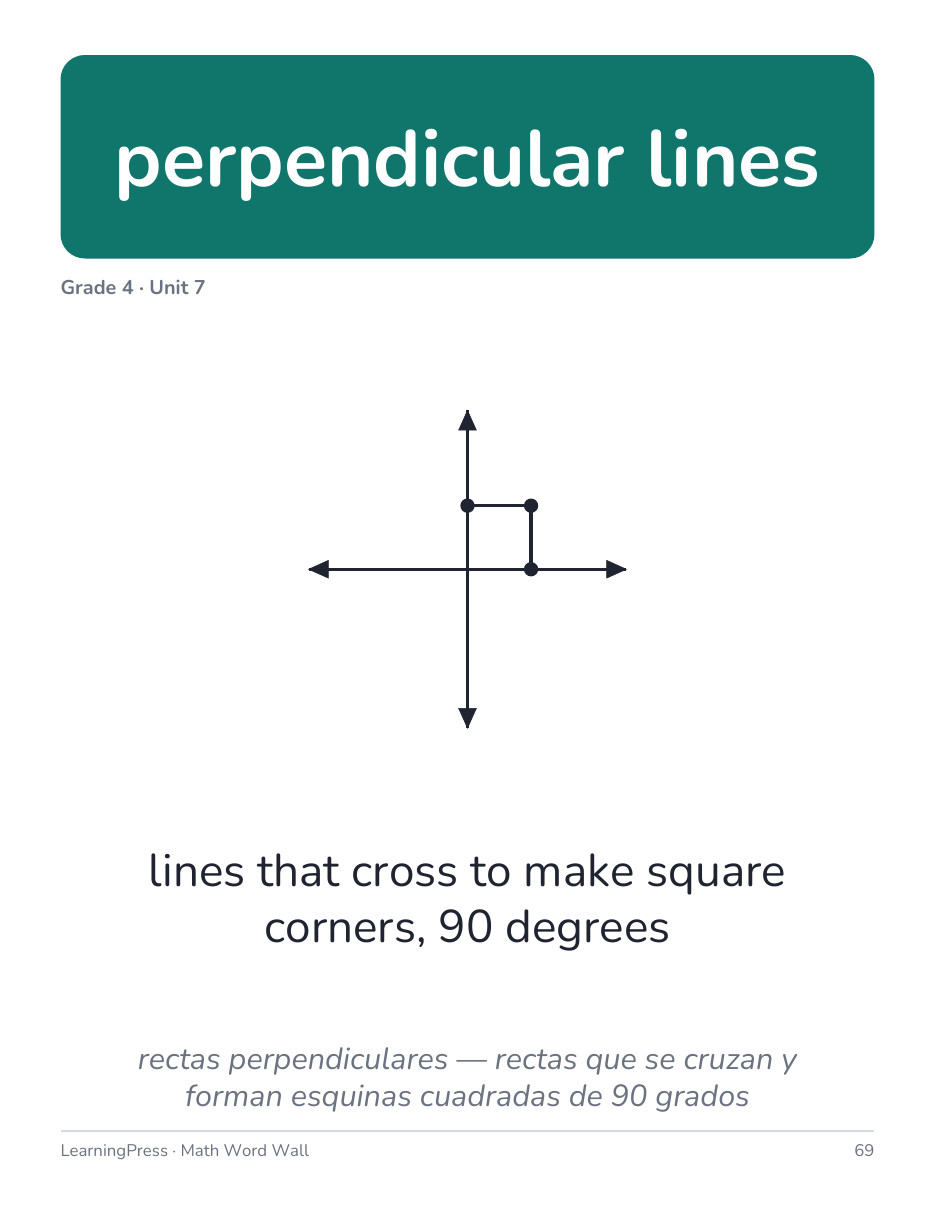 Preview page 4 of Illustrative Math (IM®) Aligned 4th Grade Math Word Wall (English & Spanish)