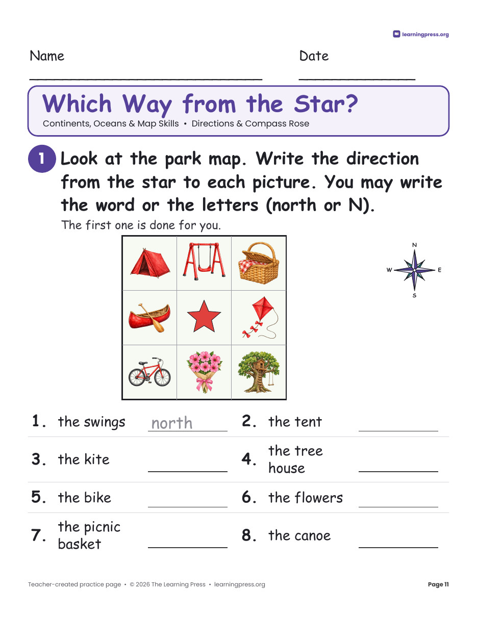 Preview page 3 of Continents & Oceans Map Skills Worksheets