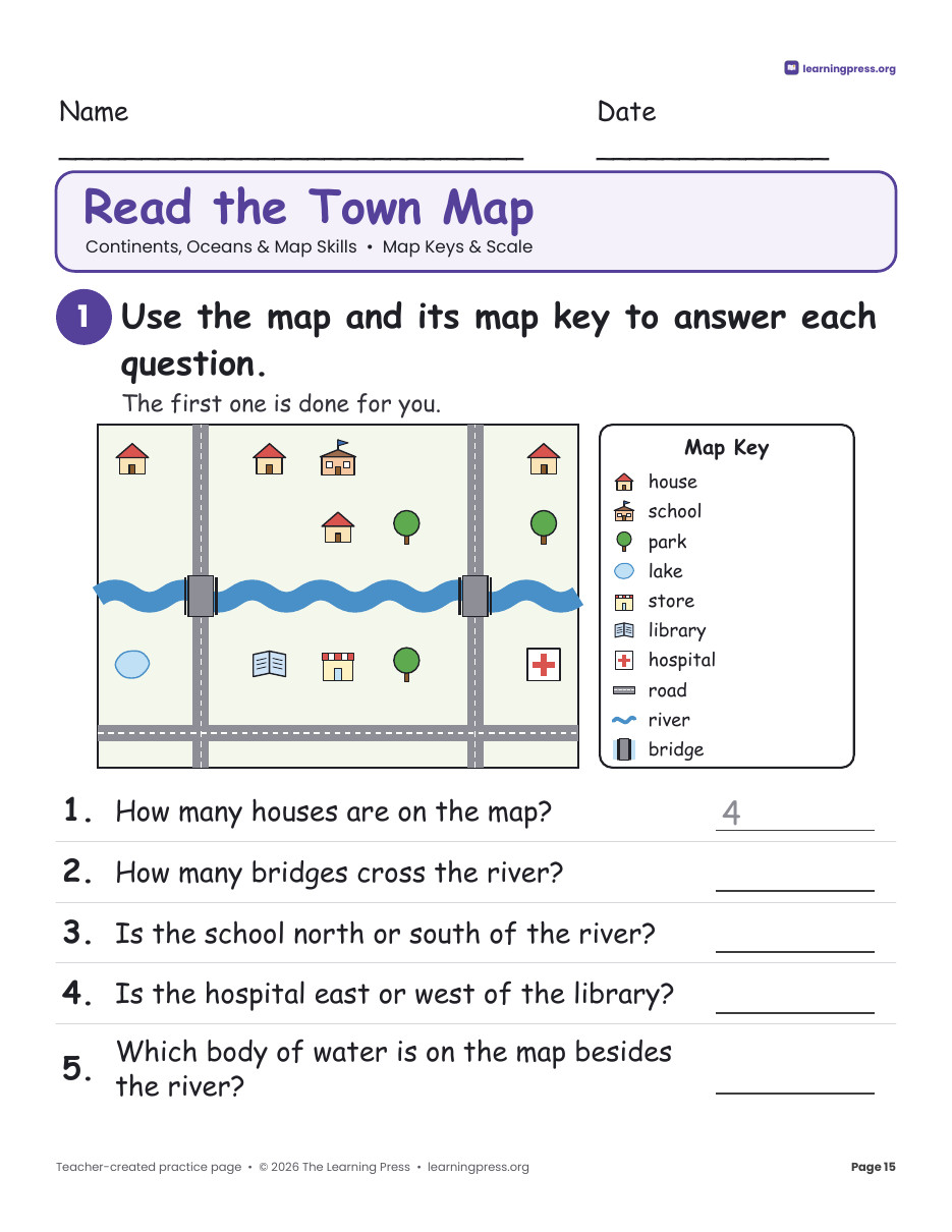Preview page 4 of Continents & Oceans Map Skills Worksheets