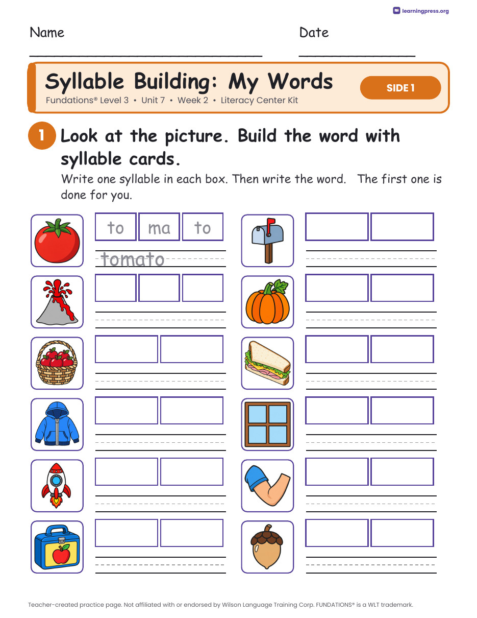 Preview page 2 of Fundations Level 3 Unit 7 Week 2 Literacy Center Kit