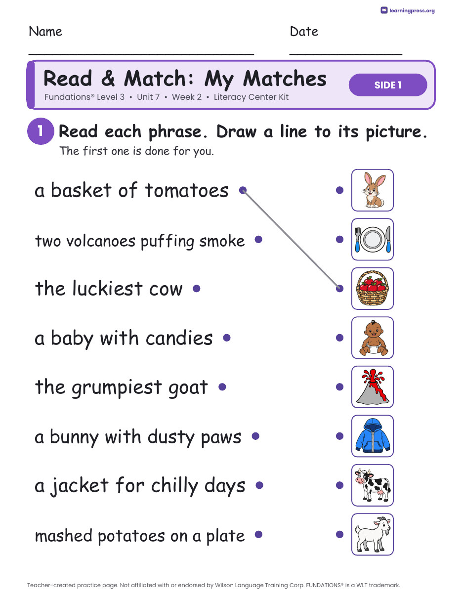 Preview page 3 of Fundations Level 3 Unit 7 Week 2 Literacy Center Kit