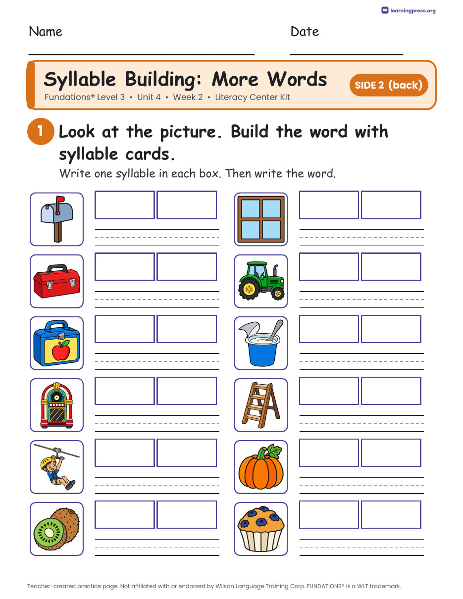 Preview page 2 of Fundations Level 3 Unit 4 Literacy Center Kits Bundle (2 Weeks)