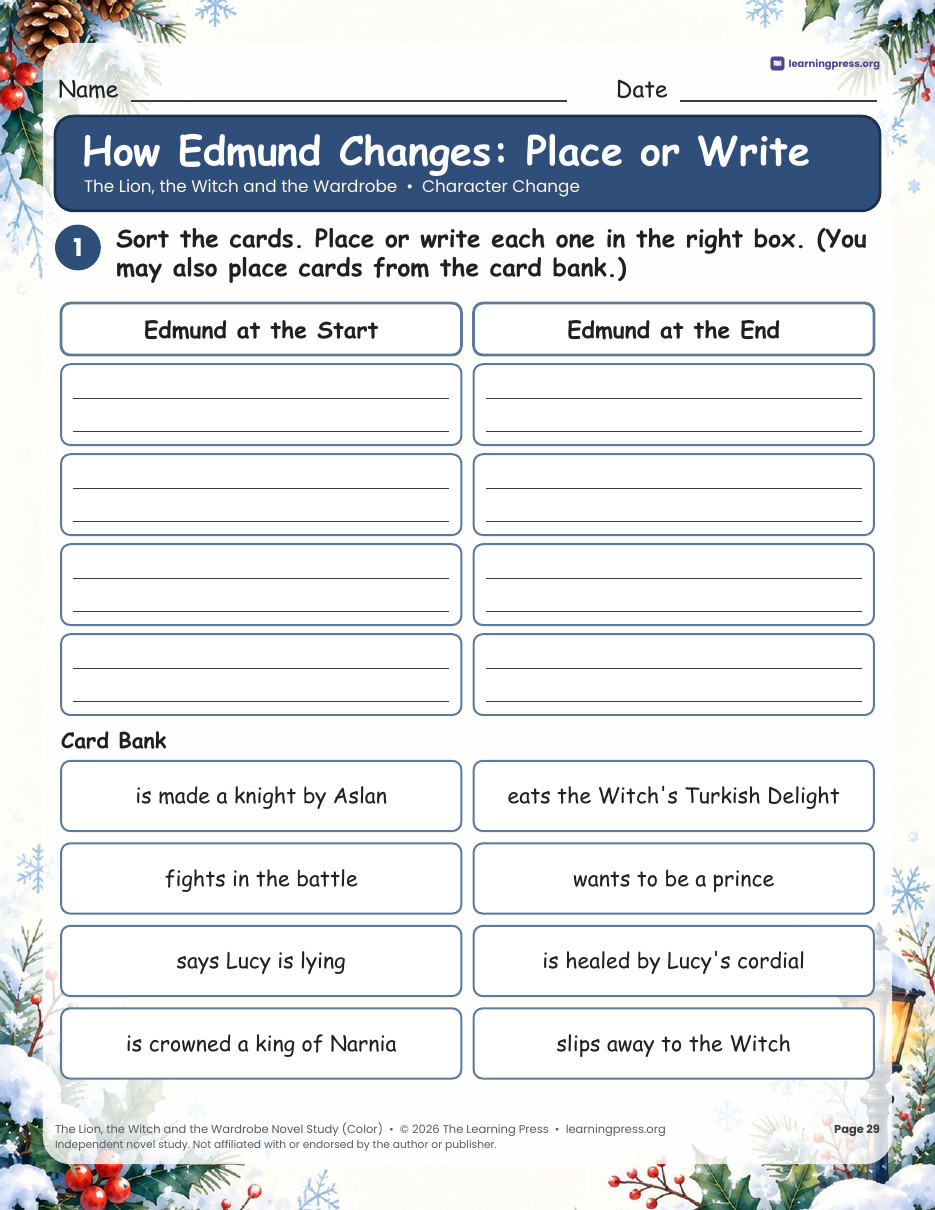 Preview page 3 of The Lion, the Witch and the Wardrobe Novel Study · Questions & Activities