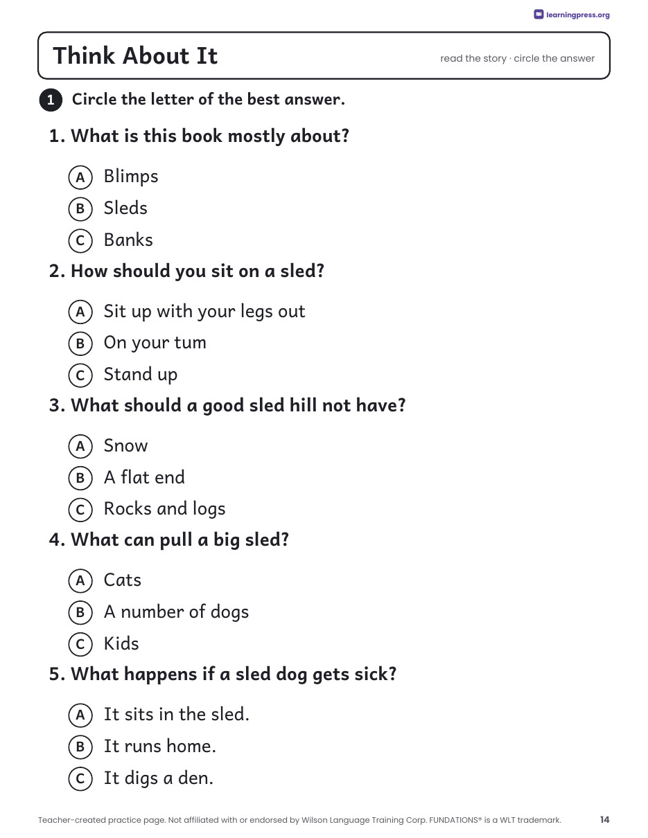 Preview page 3 of Fundations®-Aligned Decodable Nonfiction Book · Level 1 Unit 8: Sleds