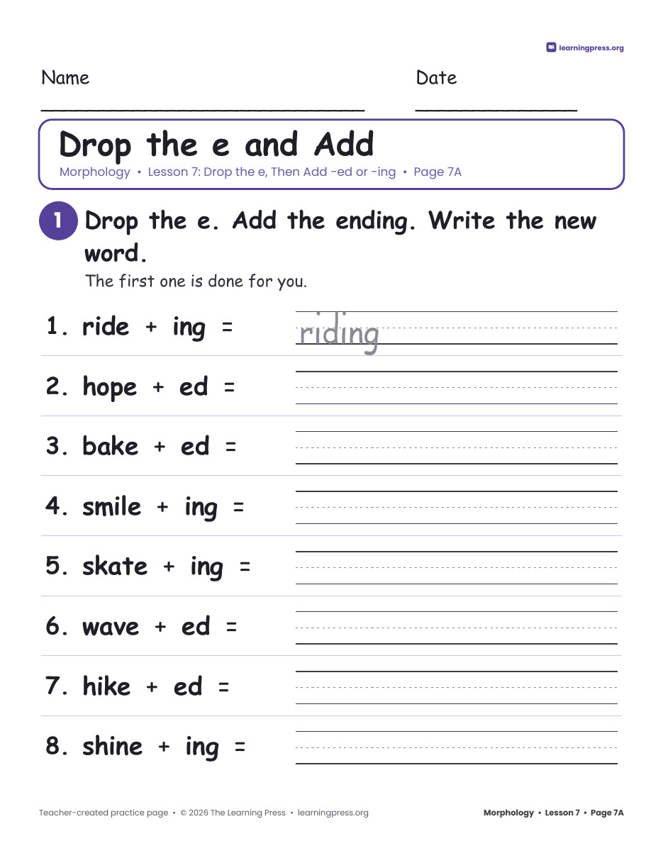 Preview page 2 of Grade 2 Morphology Bundle · 25 Lessons: Prefixes, Suffixes, Endings & Roots