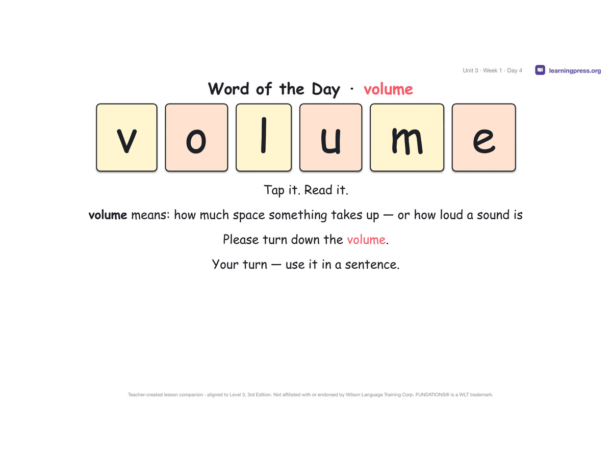 Preview page 3 of Fundations Level 3 Unit 3 Lesson Slides – 3rd Edition Aligned