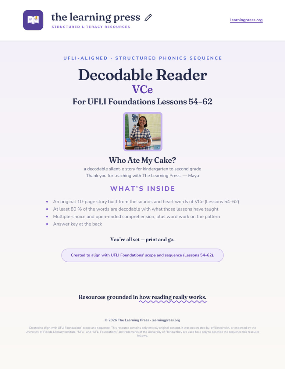 Preview page 1 of UFLI-Aligned Decodable Reader · Lessons 54–62