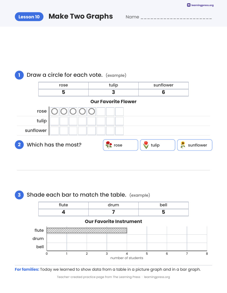 Preview page 2 of Illustrative Math (IM®) Aligned 2nd Grade Unit 1 Homework Packet (Color & B&W)