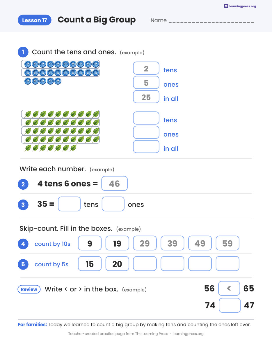 Preview page 4 of Illustrative Math (IM®) Aligned 2nd Grade Unit 1 Homework Packet (Color & B&W)
