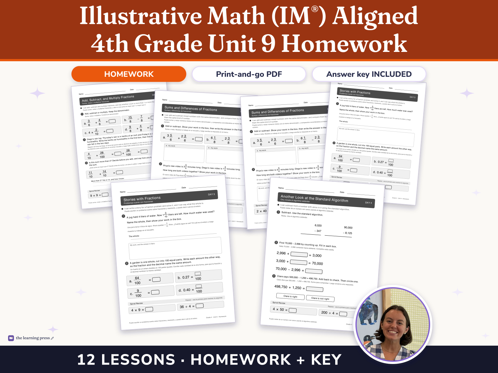 Preview page 1 of Illustrative Math (IM®) Aligned 4th Grade Unit 9 Homework: Putting It All Together