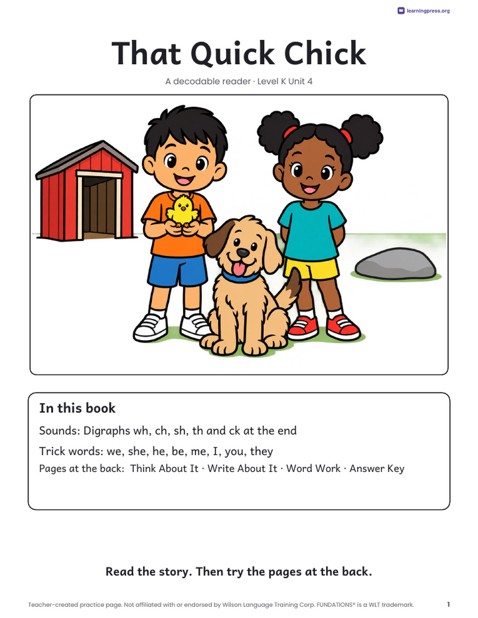 Preview page 2 of Fundations®-Aligned Decodable Reader · Level K Unit 4