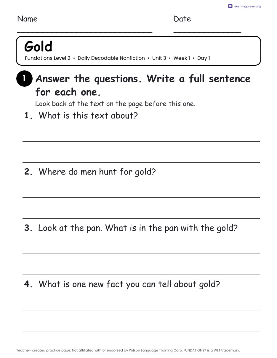 Preview page 2 of Fundations-Aligned Daily Decodable Nonfiction · Level 2 Unit 3