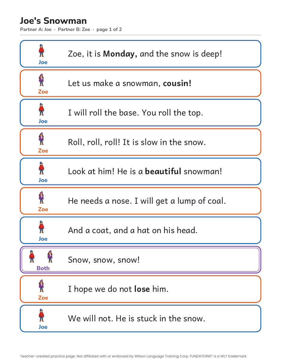 Preview page 2 of Fundations-Aligned Partner Reader's Theater · Level 2 Unit 13