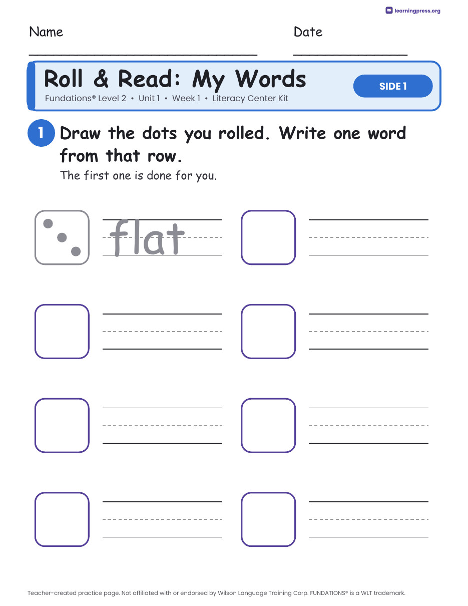 Preview page 1 of Fundations Level 2 Literacy Center Kits Bundle (31 Weekly Kits)