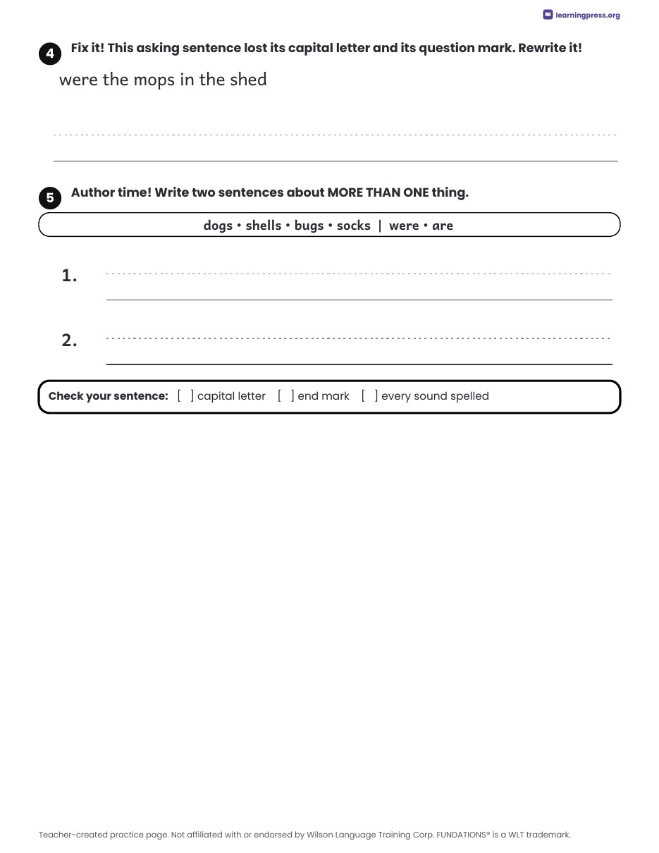 Preview page 2 of Fundations Level 1 Unit 6 Daily Lesson Work Pages