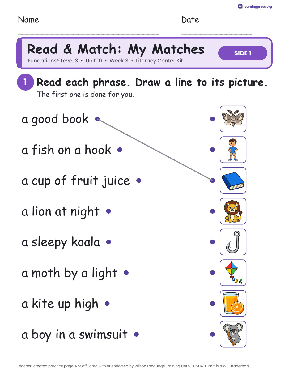 Preview page 3 of Fundations Level 3 Unit 10 Week 3 Literacy Center Kit