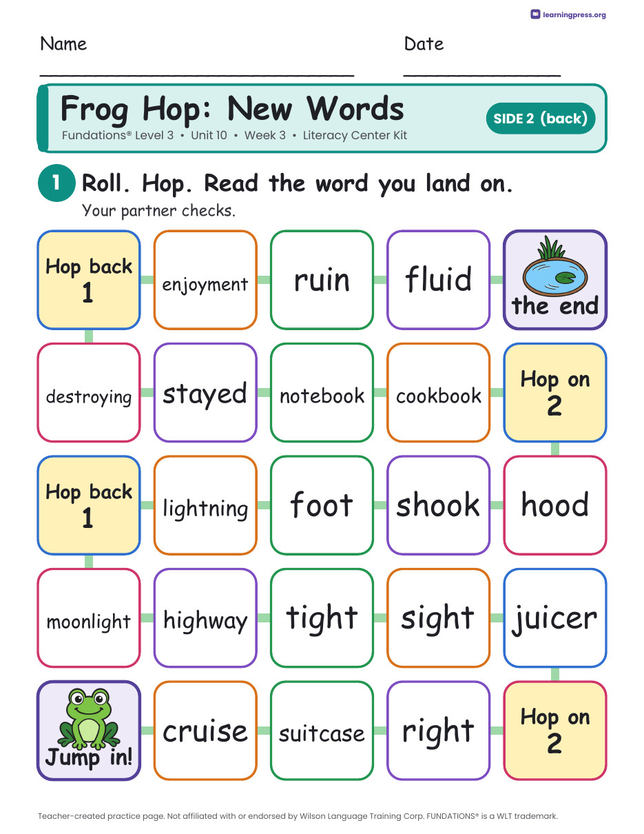 Preview page 4 of Fundations Level 3 Unit 10 Week 3 Literacy Center Kit