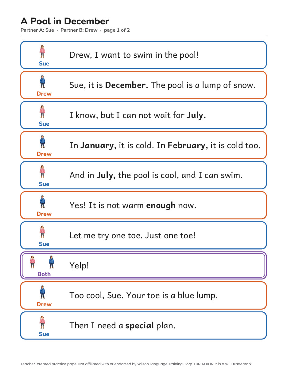 Preview page 2 of Fundations-Aligned Partner Reader's Theater · Level 2 Unit 15