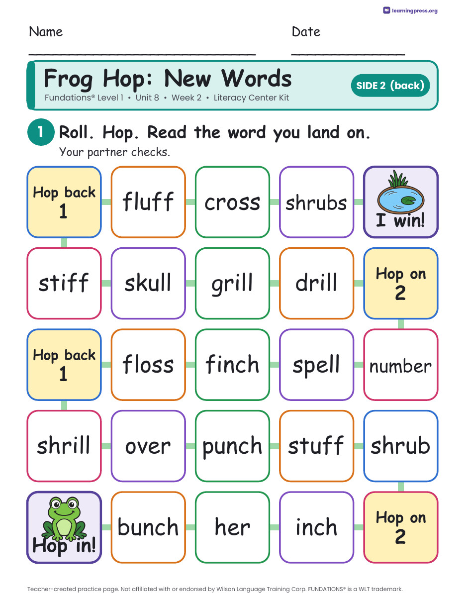 Preview page 4 of Fundations Level 1 Unit 8 Literacy Center Kits Bundle (2 Weeks)