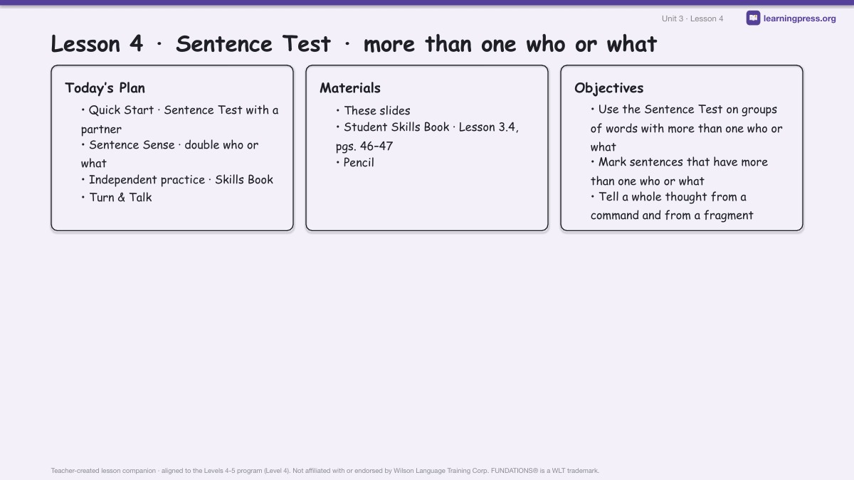 Preview page 2 of Fundations Level 4 Unit 3 Lesson Slides