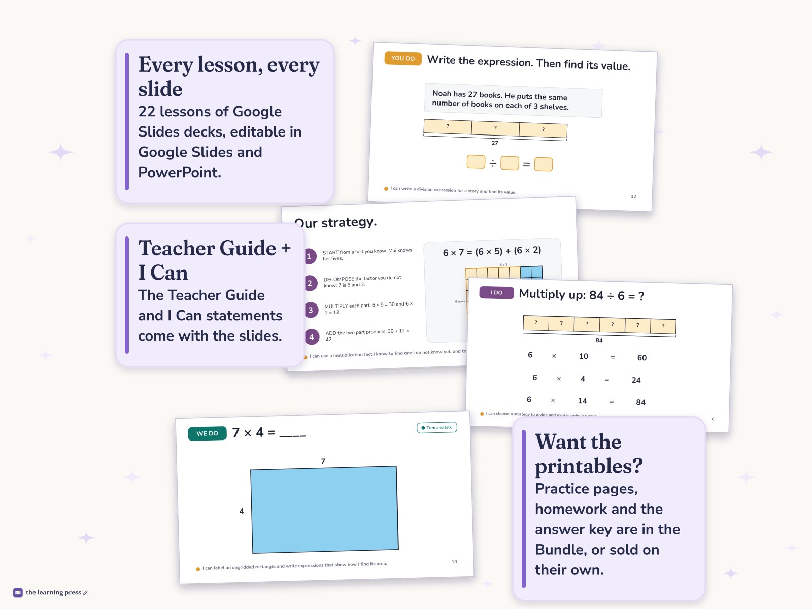 Preview page 4 of Illustrative Math (IM®) Aligned 3rd Grade Unit 4 Slides: Relating Multiplication to Division