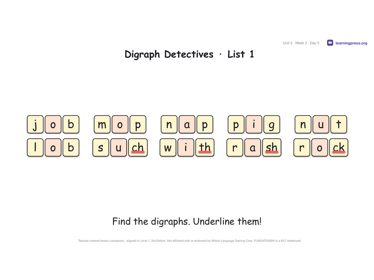 Preview page 3 of Fundations Level 1 Unit 3 Lesson Slides – 3rd Edition Aligned
