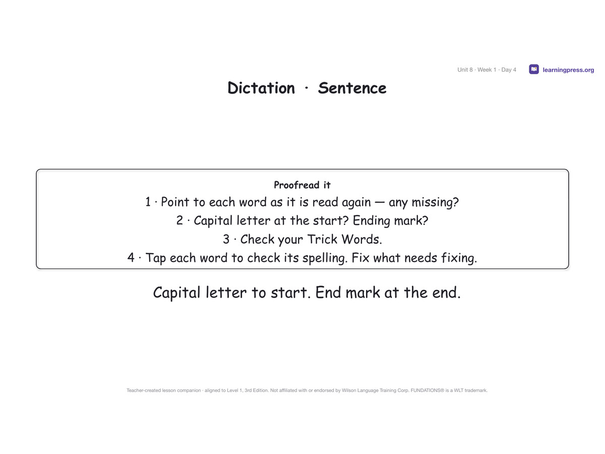 Preview page 2 of Fundations Level 1 Unit 8 Lesson Slides – 3rd Edition Aligned