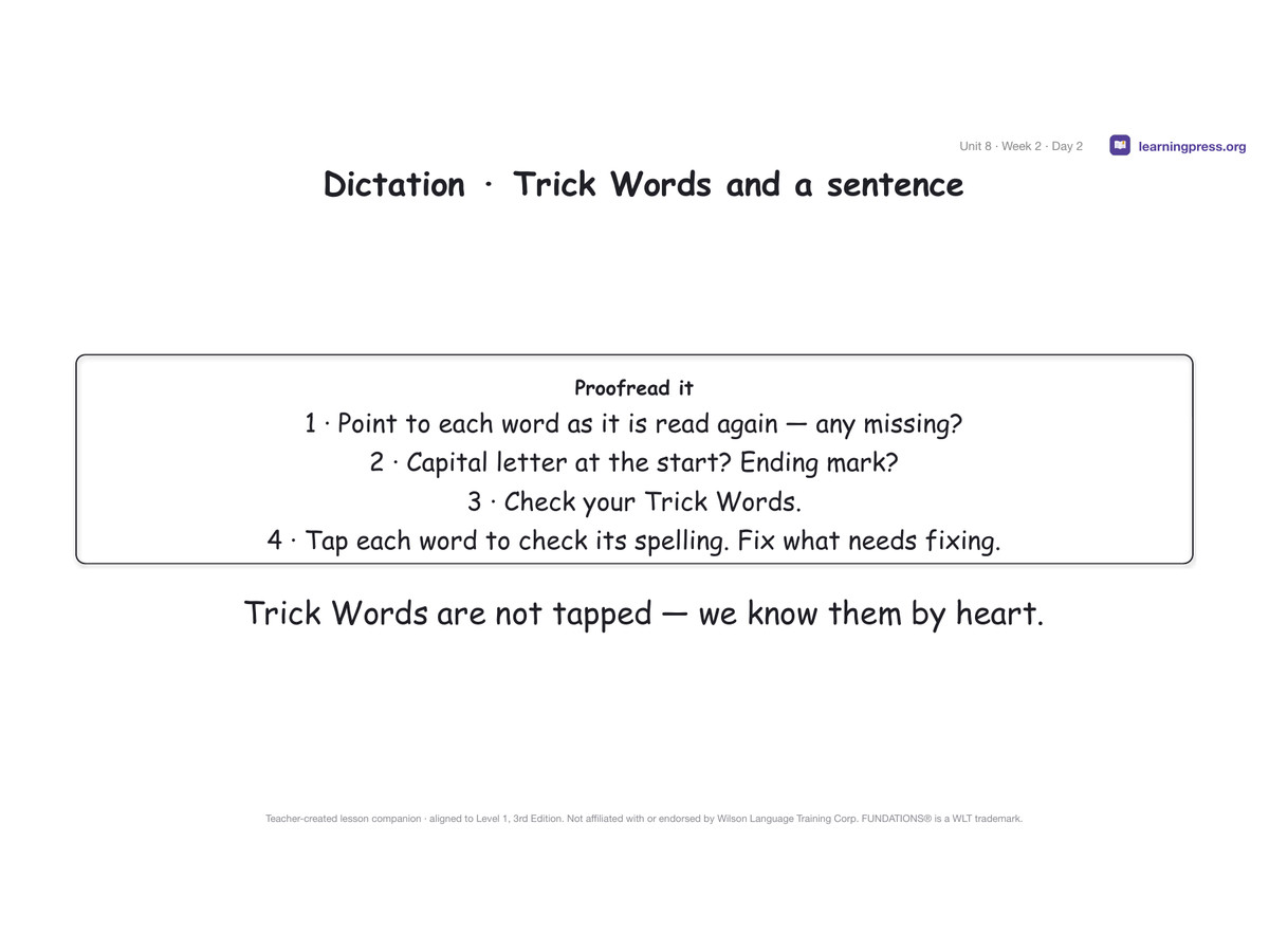 Preview page 3 of Fundations Level 1 Unit 8 Lesson Slides – 3rd Edition Aligned