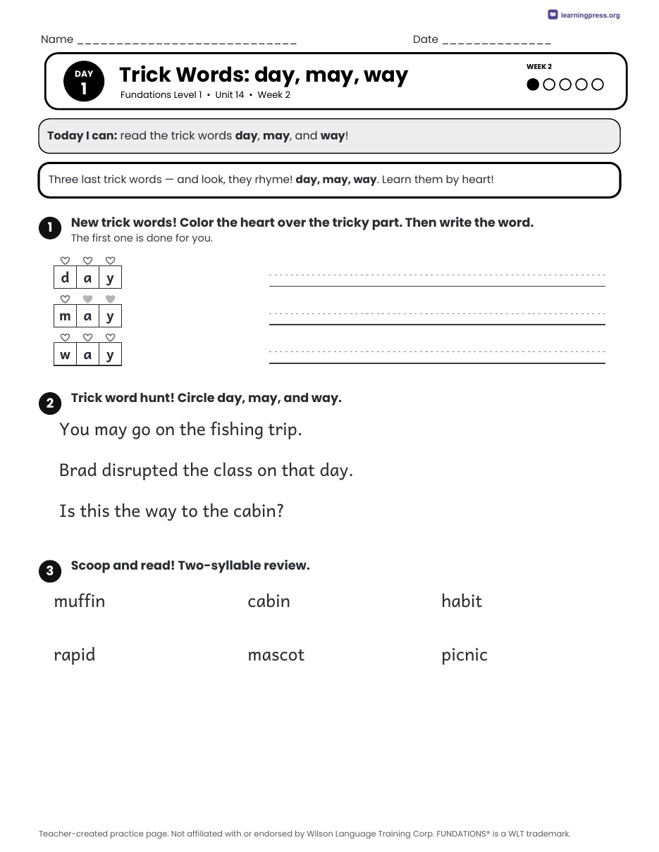 Preview page 2 of Fundations Level 1 — Complete Level Bundle (Units 1–14)