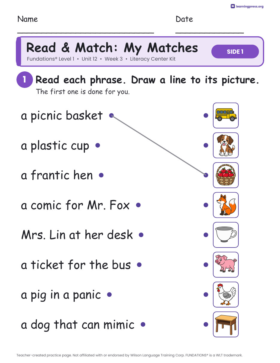 Preview page 3 of Fundations Level 1 Unit 12 Week 3 Literacy Center Kit