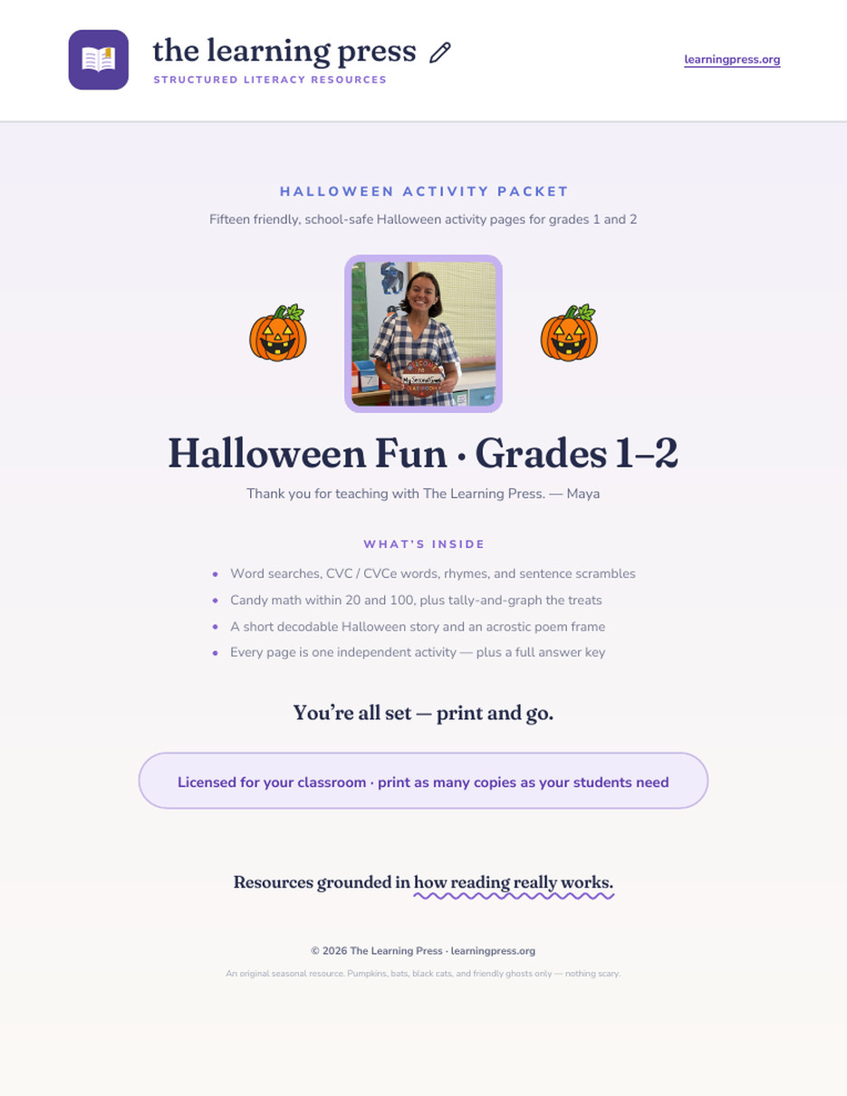Preview page 1 of Halloween Activity Packet · Grades 1–2