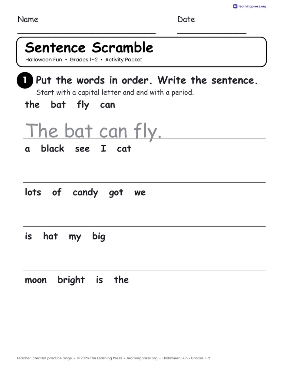 Preview page 4 of Halloween Activity Packet · Grades 1–2