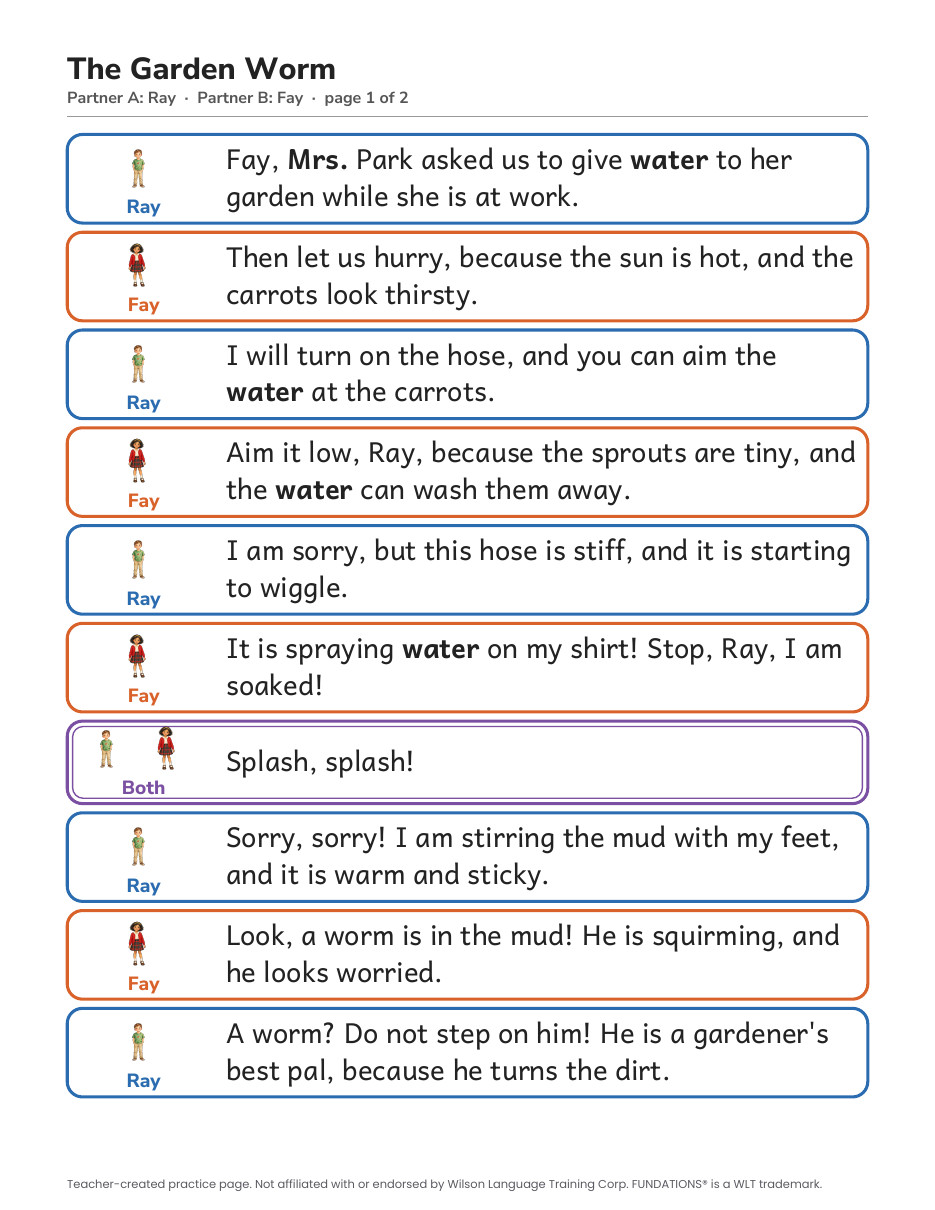 Preview page 2 of Fundations-Aligned Partner Reader's Theater · Level 3 Unit 9