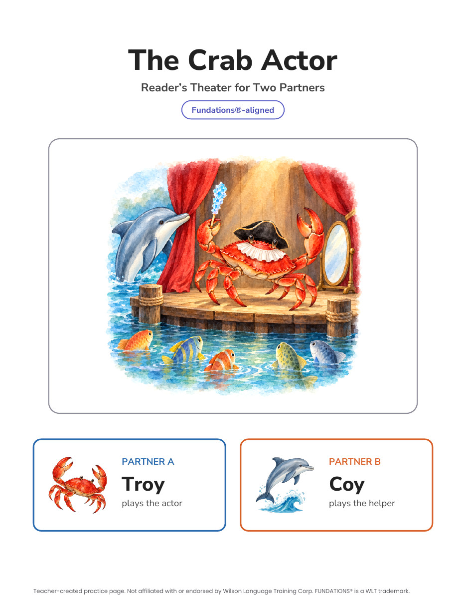 Preview page 4 of Fundations-Aligned Partner Reader's Theater · Level 3 Unit 9