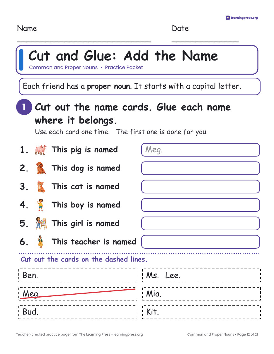 Preview page 4 of Common and Proper Nouns Worksheets, Posters & Slides