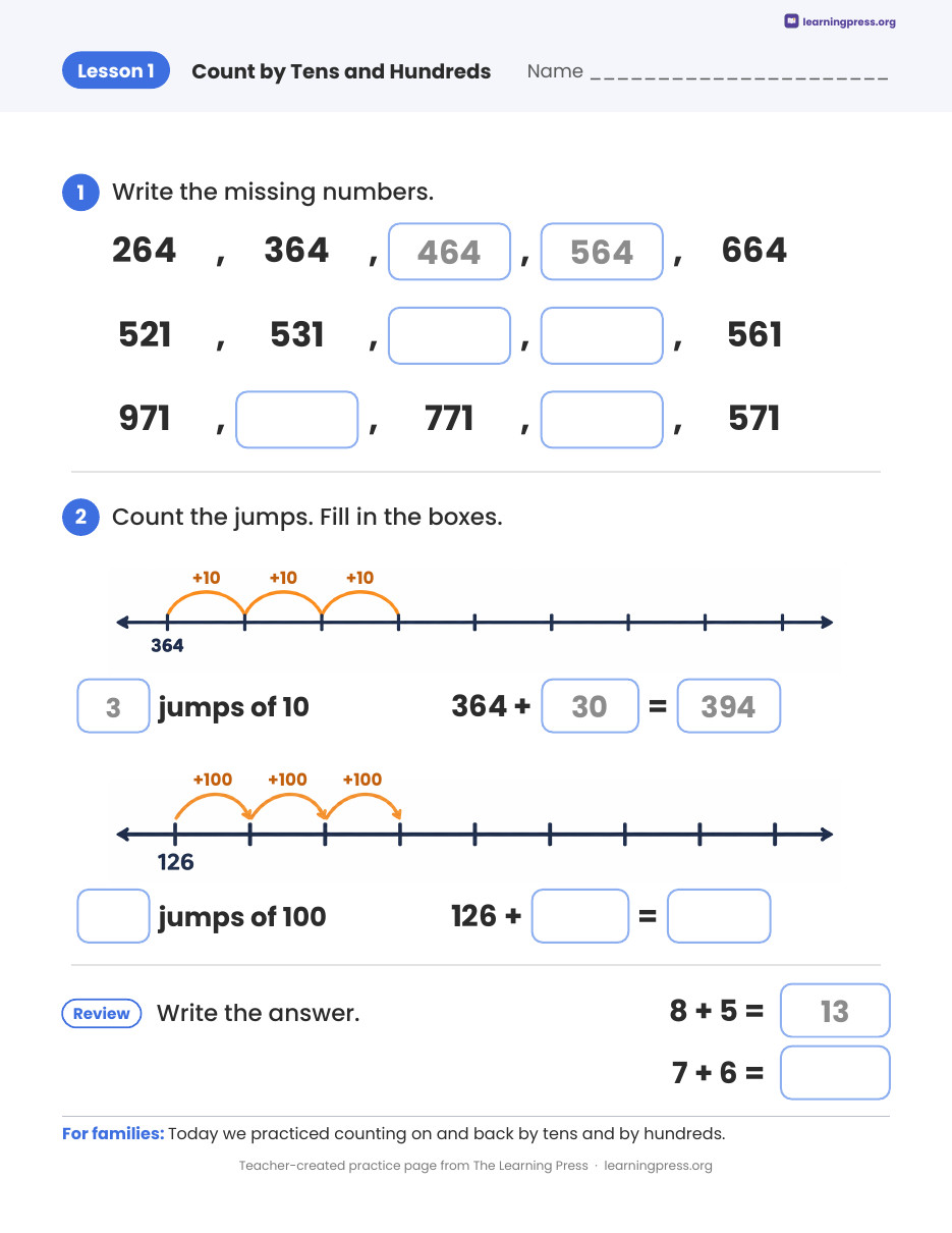 Preview page 1 of Illustrative Math (IM®) Aligned 2nd Grade Unit 7 Homework Packet (Color & B&W)